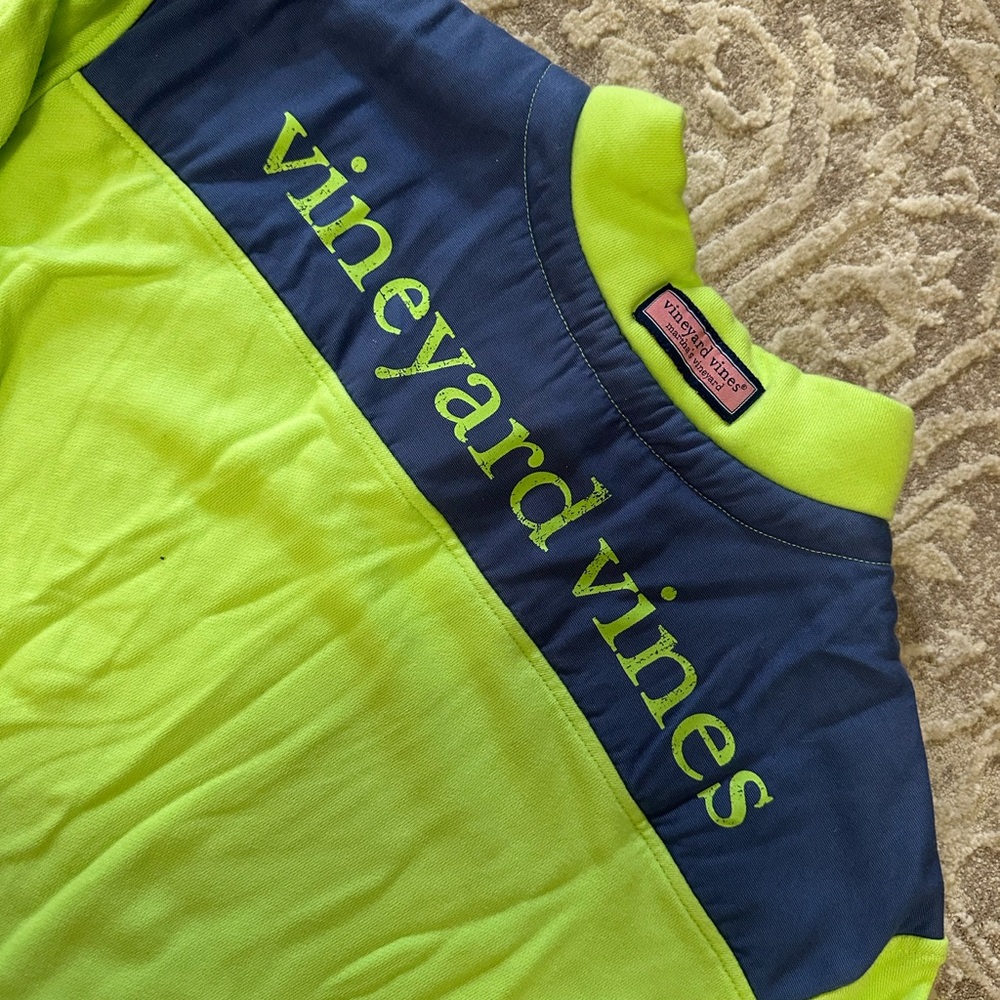 Vineyard Vines Neon Green and Navy Pullover